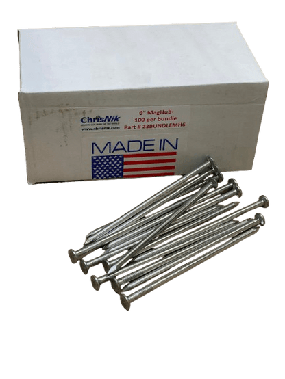 ChrisNik 6" MAG HUB Nails - 1 Box - 100 per Box (23BUNDLEMH6) - One MC Solutions